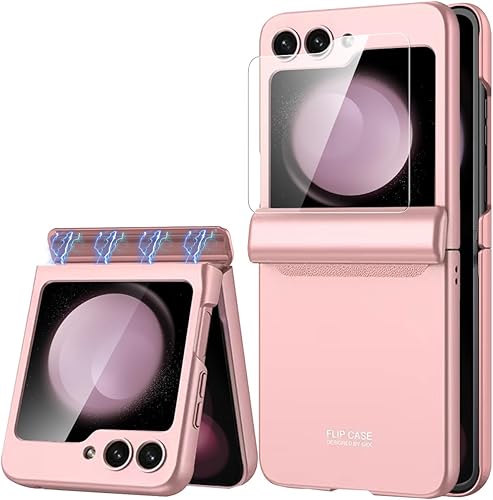 Miimall Funda compatible con Samsung Galaxy Z Flip 5 con protector de pantalla integrado, bisagra magnética de protección completa, anticaídas todo