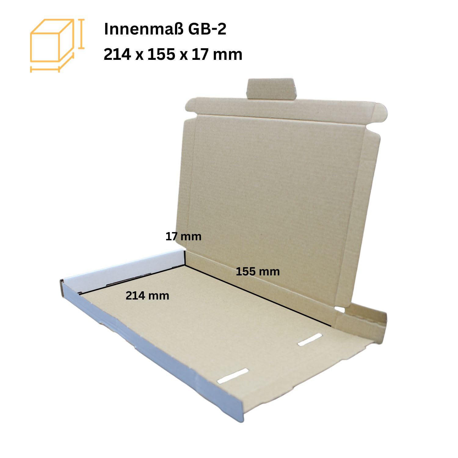 dimapax Großbriefkartons Versand Post Faltschachtel Briefsendung Deutsche Post DHL DPD GLS H Päckchen, Versandkarton, Büchersendung (500x GB2-230 x 160 x 20 mm, Weiß)