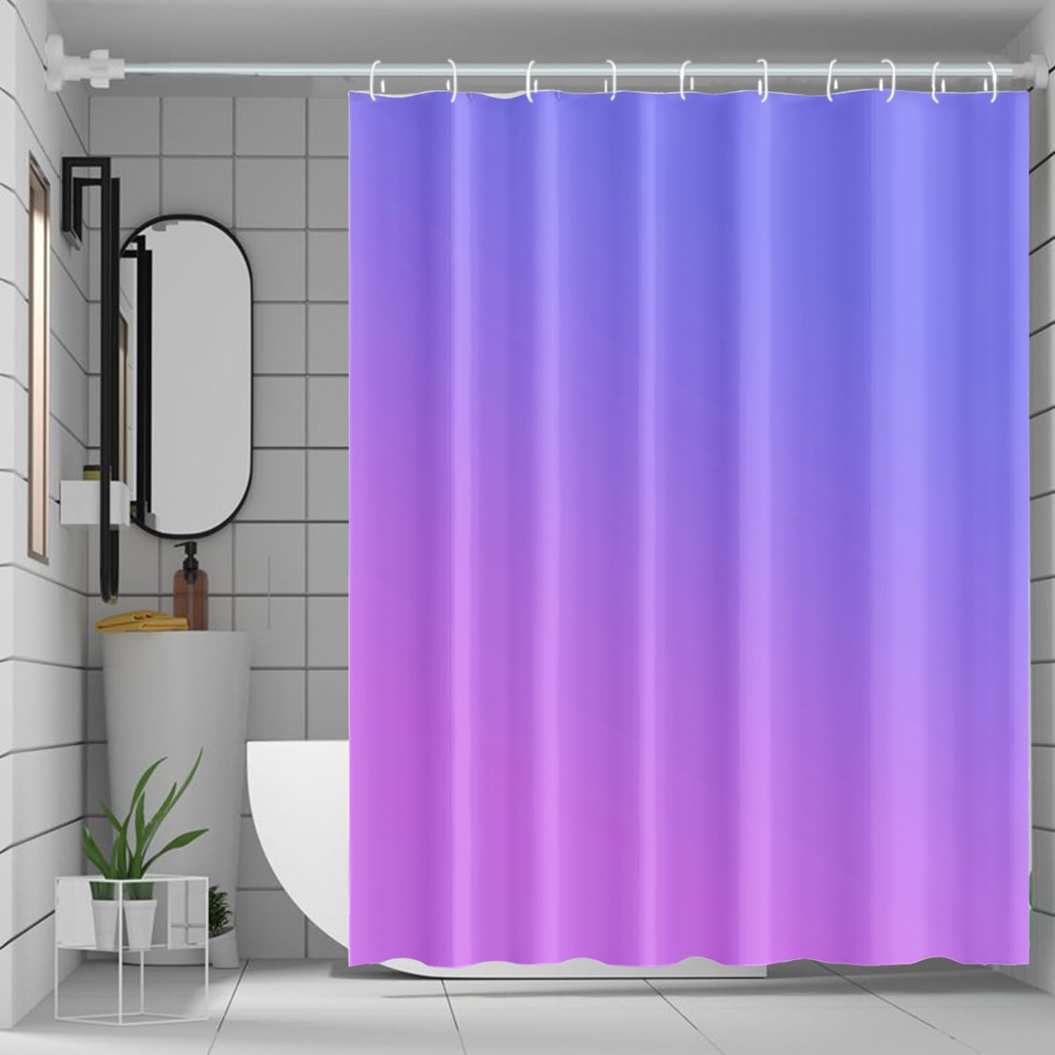 Uiiooazy Ombre Shower Curtain Sets for Bathroom Gradient Light Blue Stall RV Decor Modern Light Purple Waterproof Fabric Farmhouse Room Partition