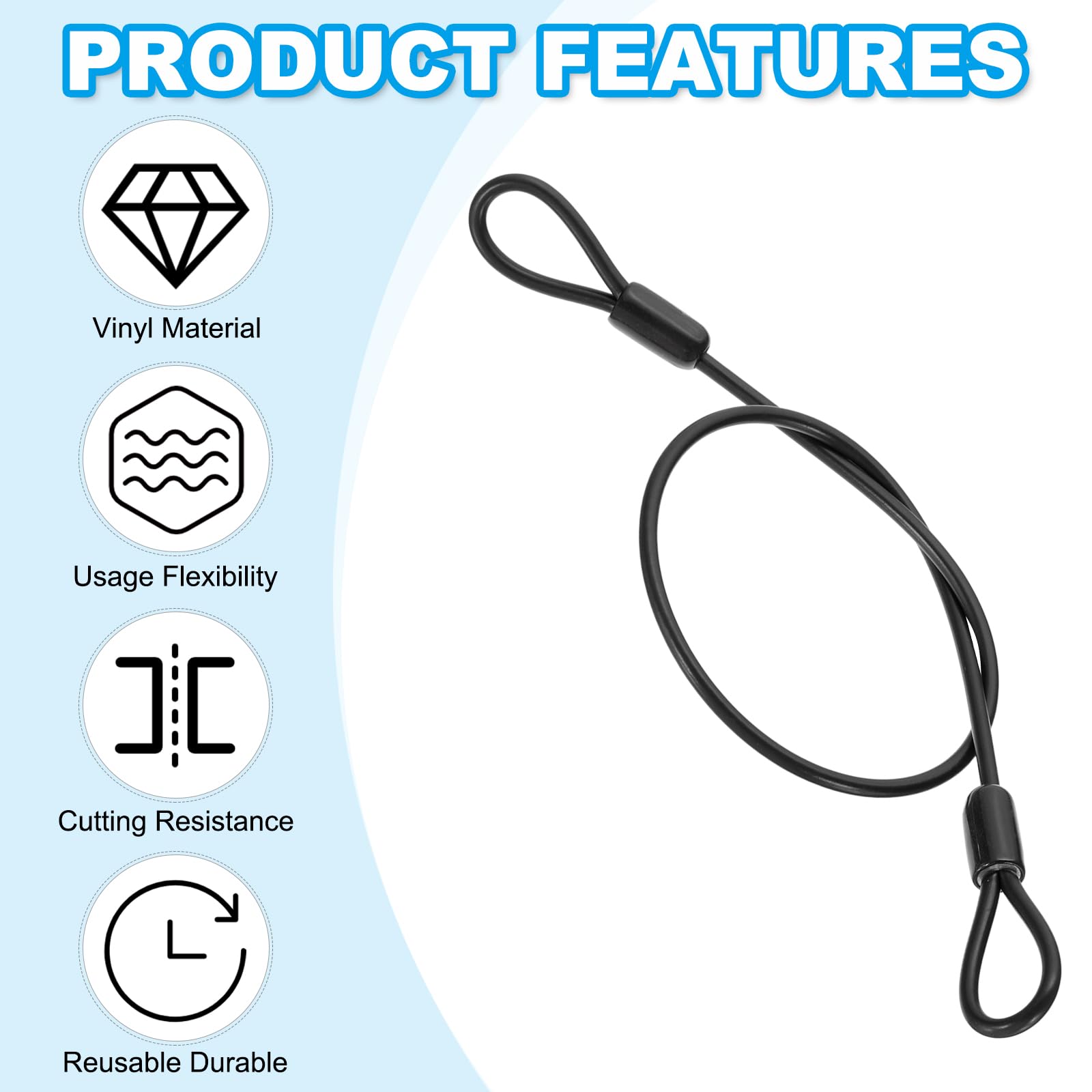 PATIKIL 5/32" Dia Vinyl Coated Stainless Steel Cable with Loops - Image 4