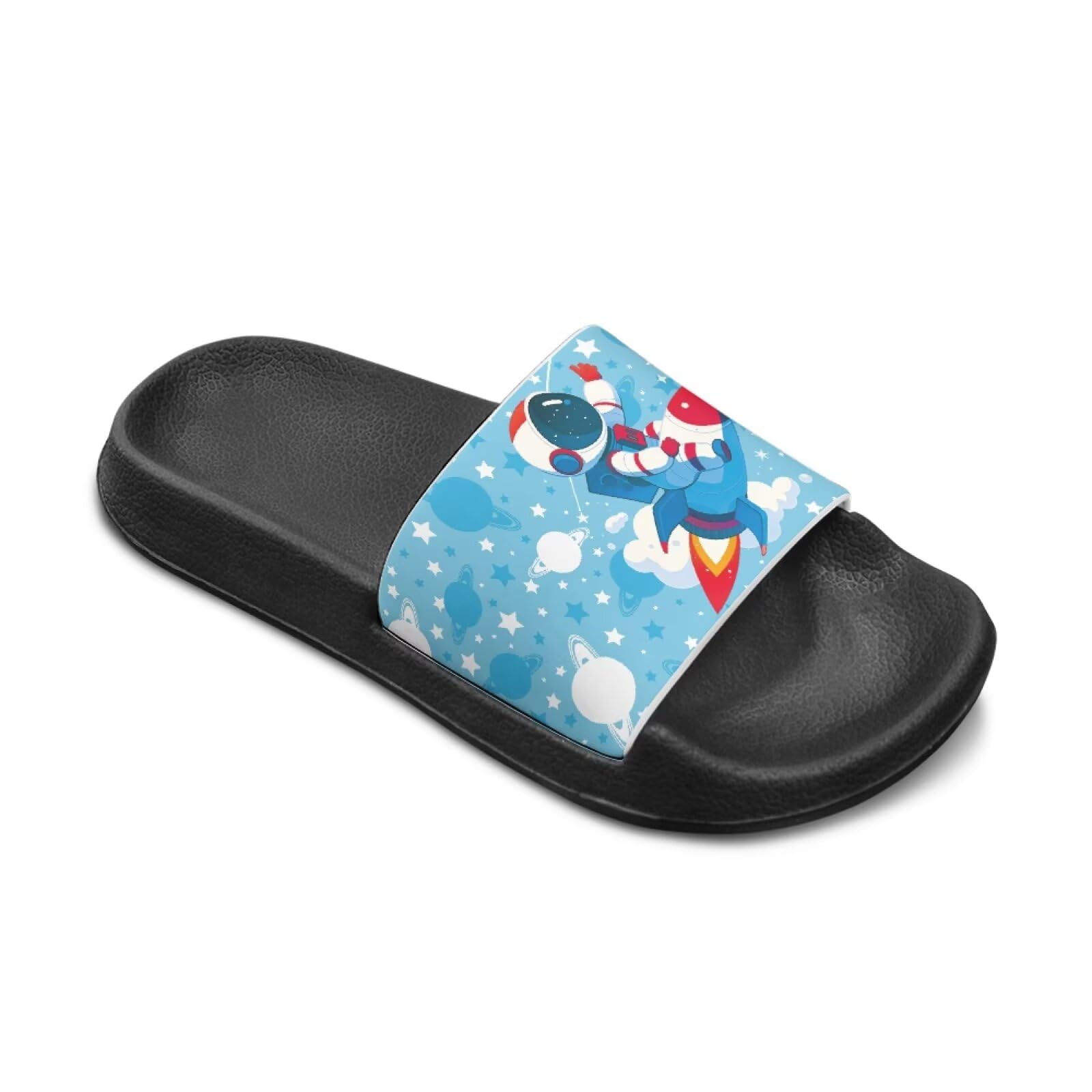 Howilath Non-Slip Rocket Astronaut Boys Slides Cloud Slippers Youth Casual Open Toe Quick Drying Shoes Bathroom Shower Sandals