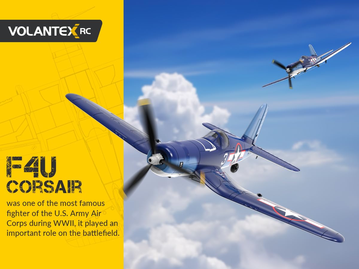 Fremego F4U RC Flugzeug, 2.4Ghz 4CH Jagdflugzeug Corsair Ferngesteuertes Flugzeug Modell Kunstflug Flugzeuge für Anfänger Erwachsene RTF