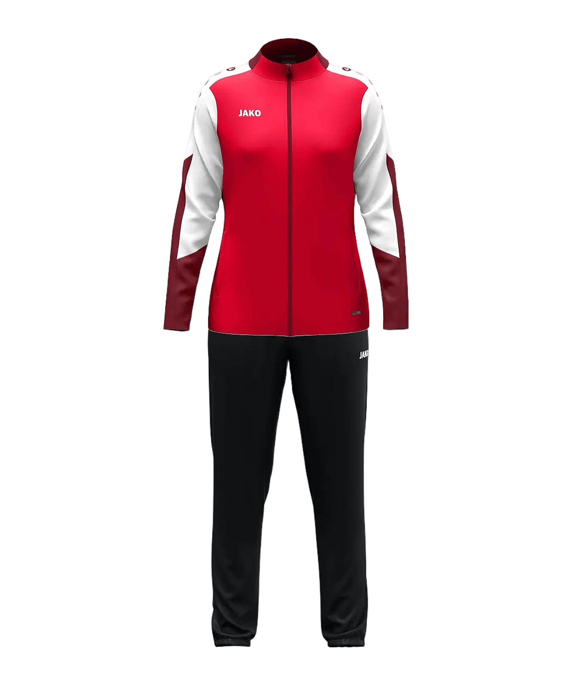 JAKO Women's Dynamic Polyester Suit, Red/White/Dark Red, M