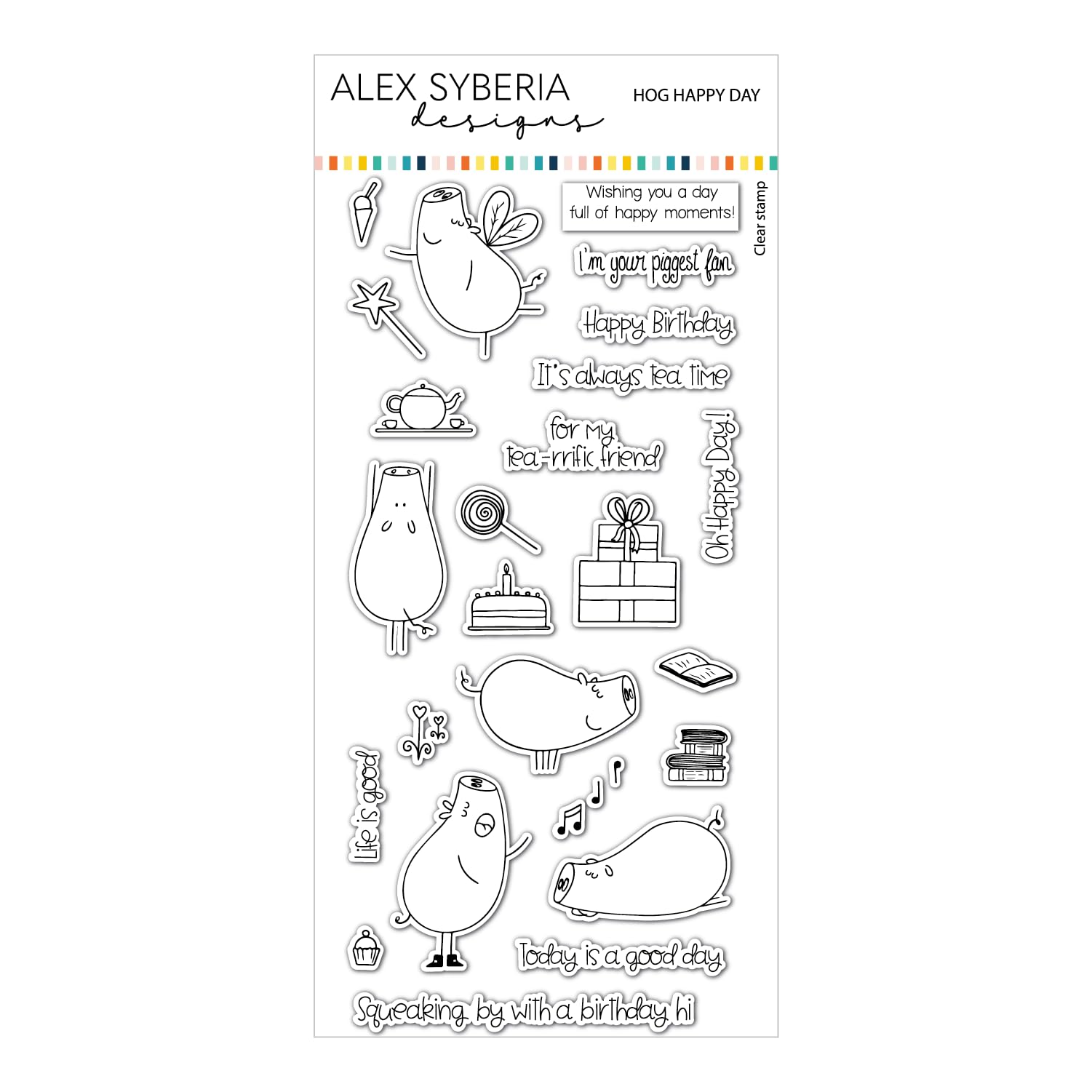 Alex Syberia Designs Hog Happy Day Stamp Set, White