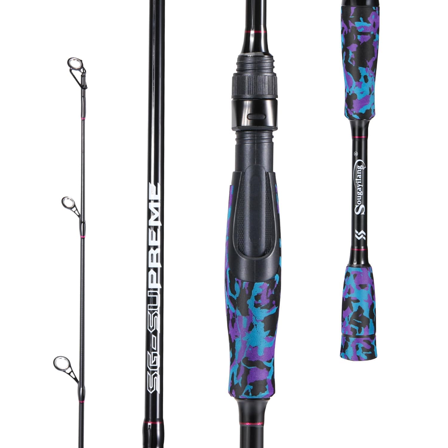 Sougayilang Fishing Rod - Medium 2Pc Graphite Composite Blank Spinning & Casting Rod, Camouflage EVA Grip, Smooth Transition Fishing Pole