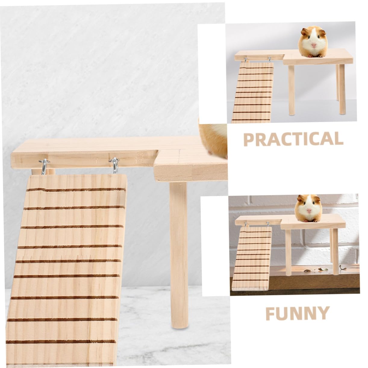 Plataforma para Hámster Grande con Escalera Interior Juguete de Escalada y Descanso para Jaulas de Cobayas y Pequeños Roedores