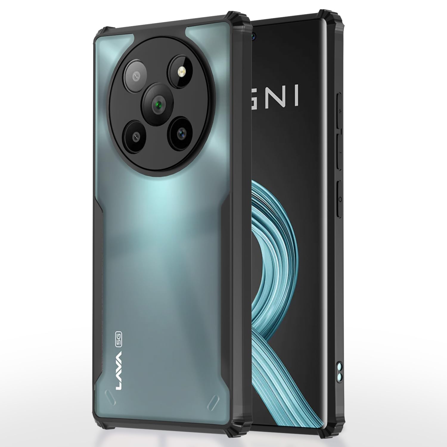 Amazon Brand Solimo Shockproof Crystal Clear Back Cover for Lava Agni 2 5G | 360 Degree Protection | Transparent Lava Agni 2 5G Back Cover Case (PC & TPU, Black Bumper)