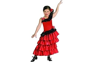 Child's Red and Black Spanish Princess Costume, Medium
