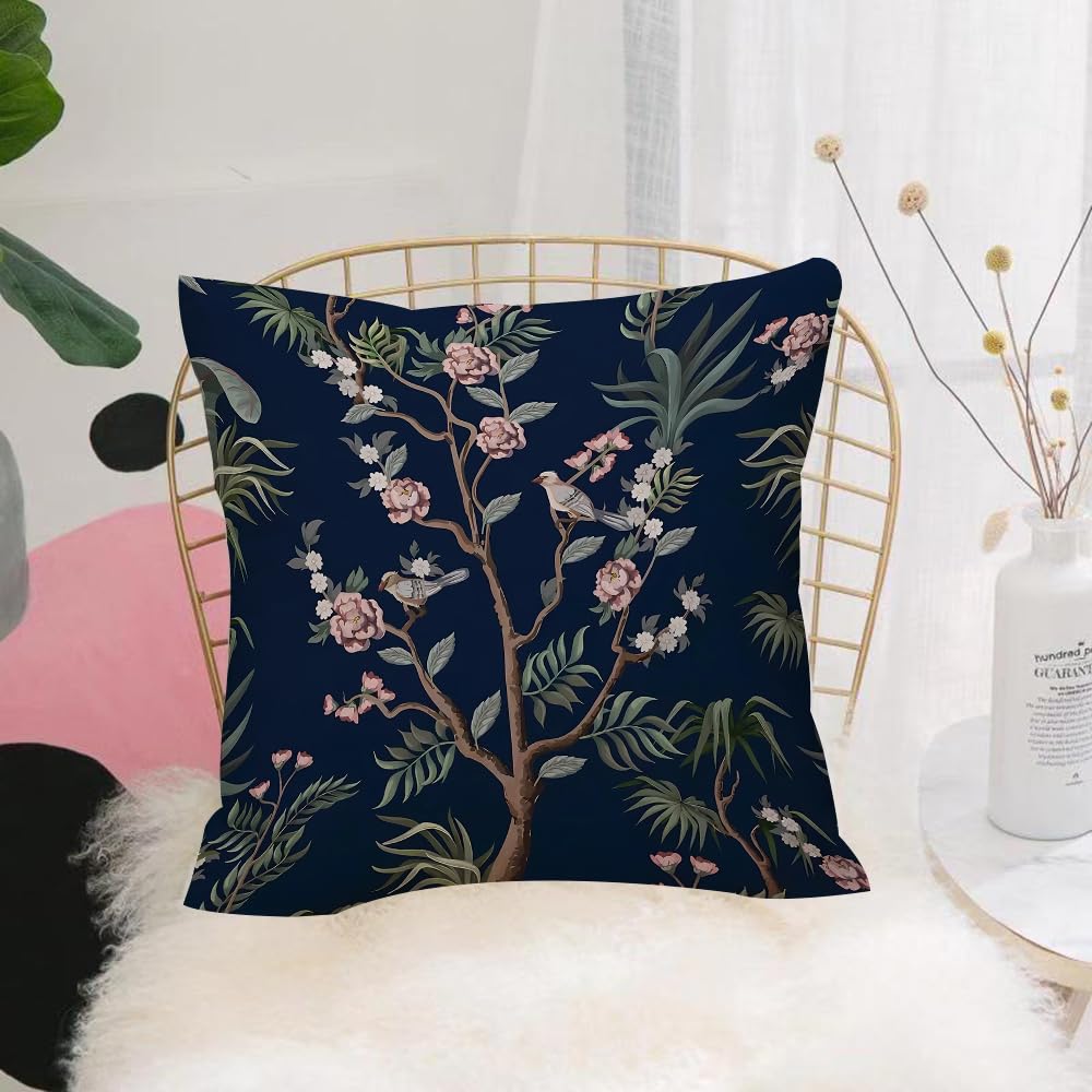 HYOSXW Cushion Cover,Throw Pillow Case Home Decorative for Living Room Bedroom Sofa Chair 16X16 Inch,pattern with peony bushes and flowers in chinoiserie style.,Pillowcase 40X40cm