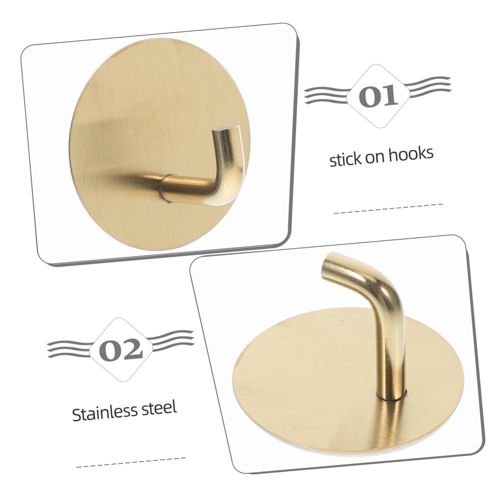 NUOBESTY 5 Series Gancho De Acero Inoxidable Ganchos De Baño Para Toallas Pegarse En Los Ganchos De Las Toallas Gancho Para Toallas De Cocina Gancho Autoadhesivo Golden 4 Piezas X 5