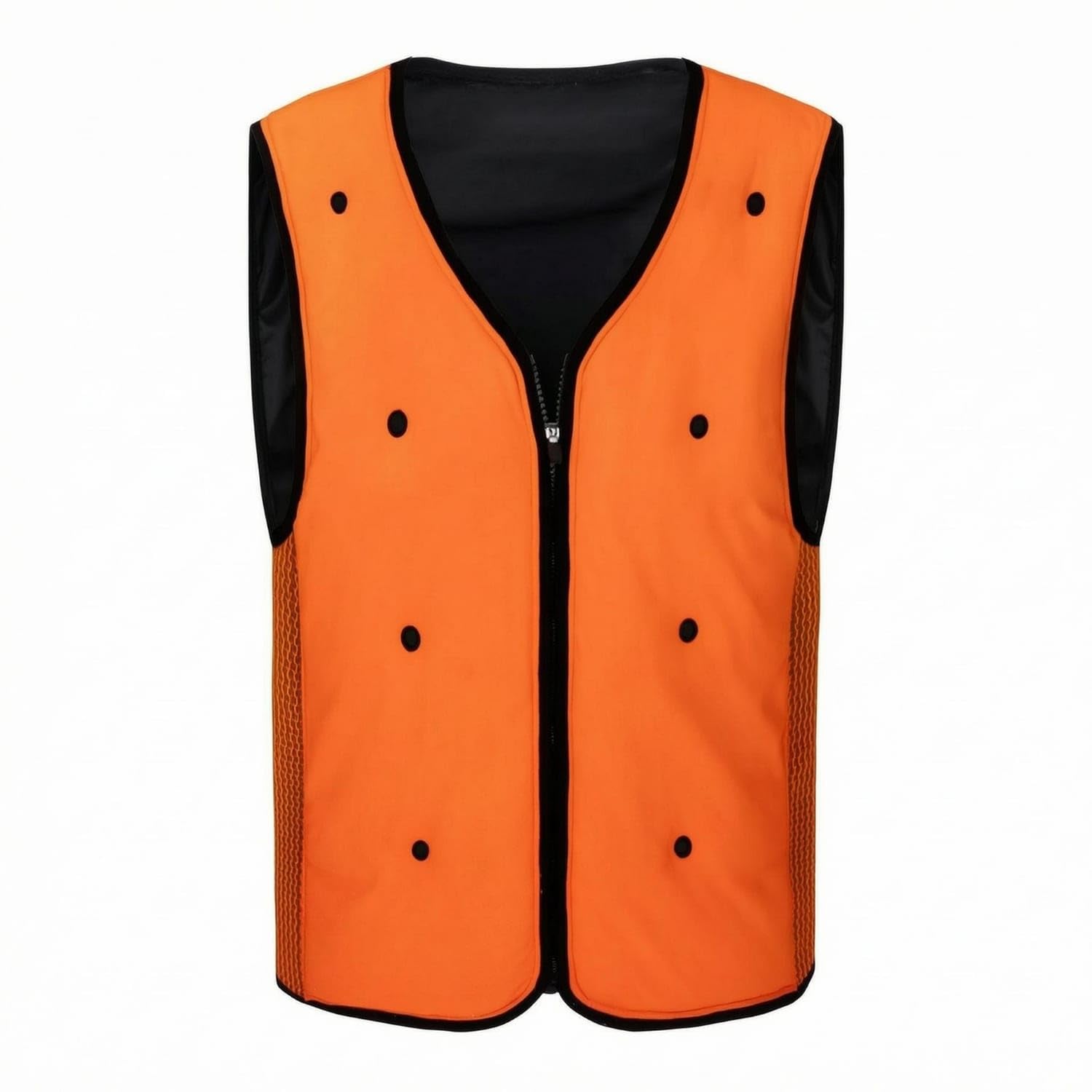 TRENDYNEST Breathable Mesh Cooling Vest Fitted Sleeveless Zip Vest V-Neck Outerwear Black Trim for Outdoor Wear, Workwear, Orange Black, M-image-25