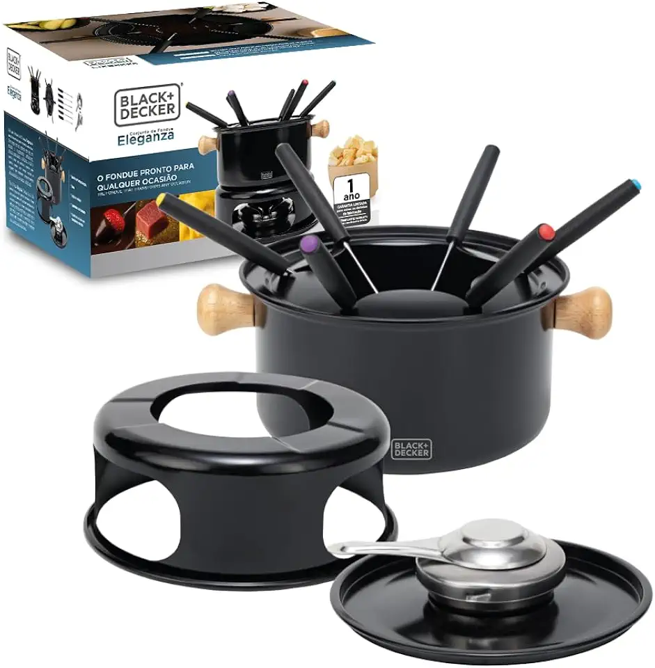 BLACK+DECKER CONJUNTO PARA FONDUE 10 PEÇAS EM AÇO ELEGANZA BLACK