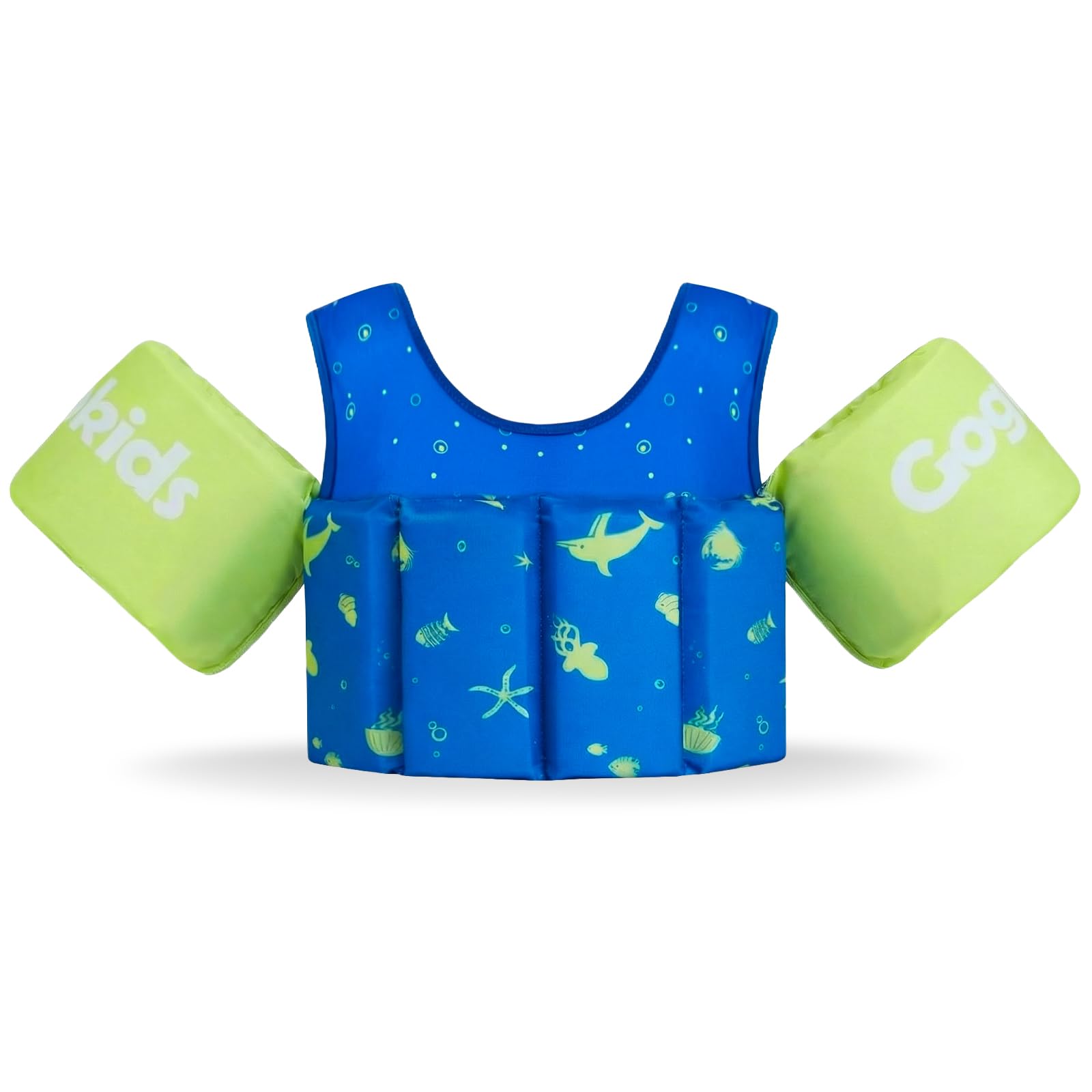 Gogokids Kids Float Swim Vest with Non-Inflatable Armbands - Children's Wearable Adjustable Buoyancy Swimming Jackets, Soft & Elastic Fabric Pool Floaties - Suitable for Ages 2-6 (15-30kg) Boys Girls