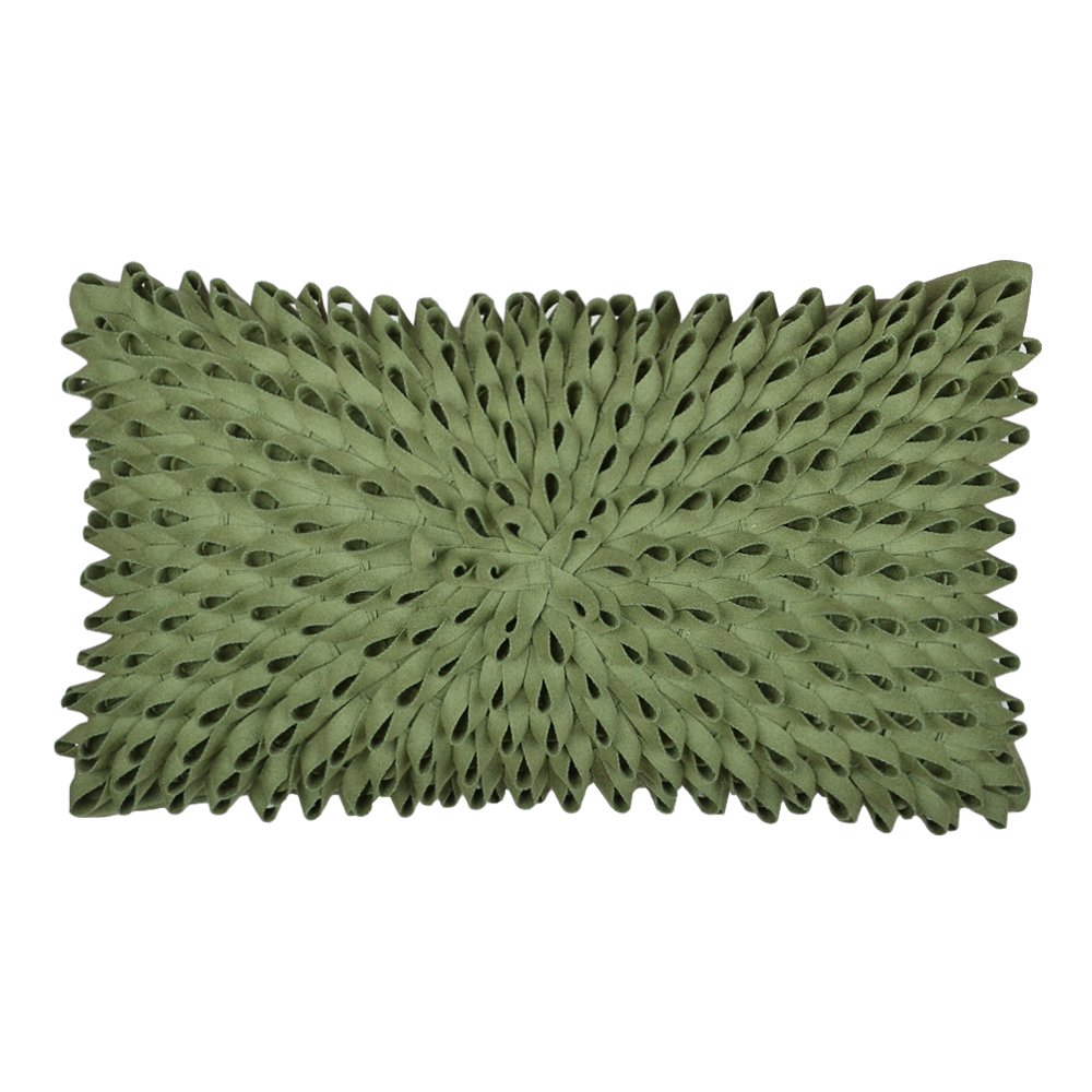 KINGROSEHandmade 3D Floral Decorative Throw Pillow Case Cushion Covers for Bed Living Room 12 x 20 Inches Wool Green