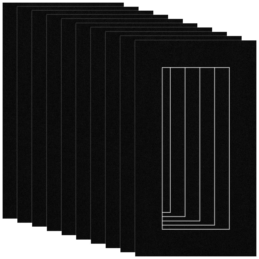 Procut Global 16x9" Black Picture Mounts Board to Fit 12x5" Aperture Size - Photo Mount Card Ideal for Prints, Artwork, Crafts & Certificates - Sizes & Colors Available - Pack of 10 — image 1