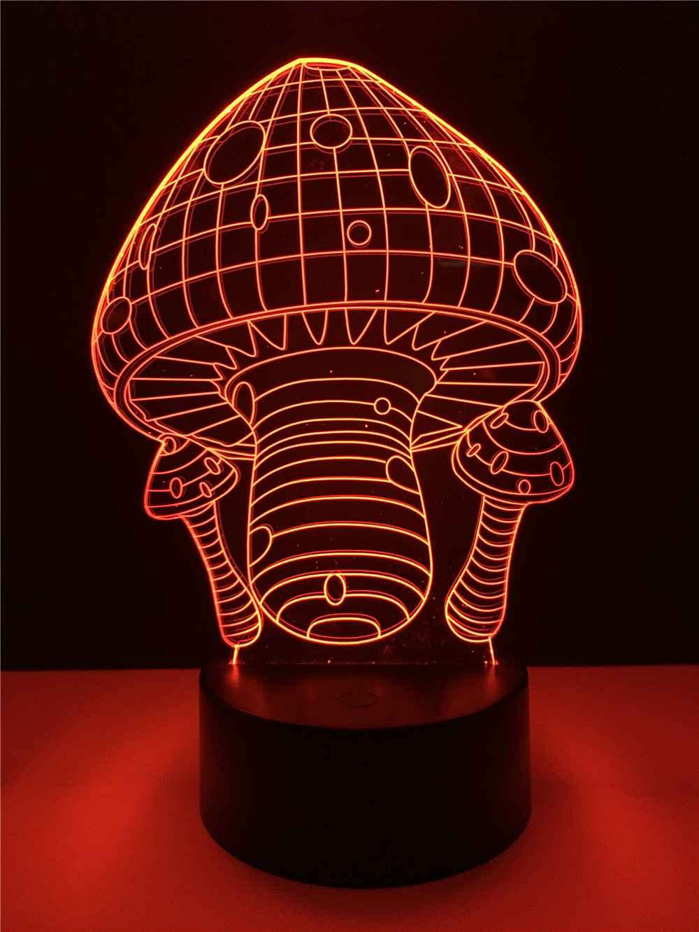 SWTZEQ Fungo dei cartoni animati 3D Lampade, Illusione Ottica Luce Notturna, 16 color transform touch and remote control camera da letto per bambini lampada da tavolo sleep decorazione luce regalo di