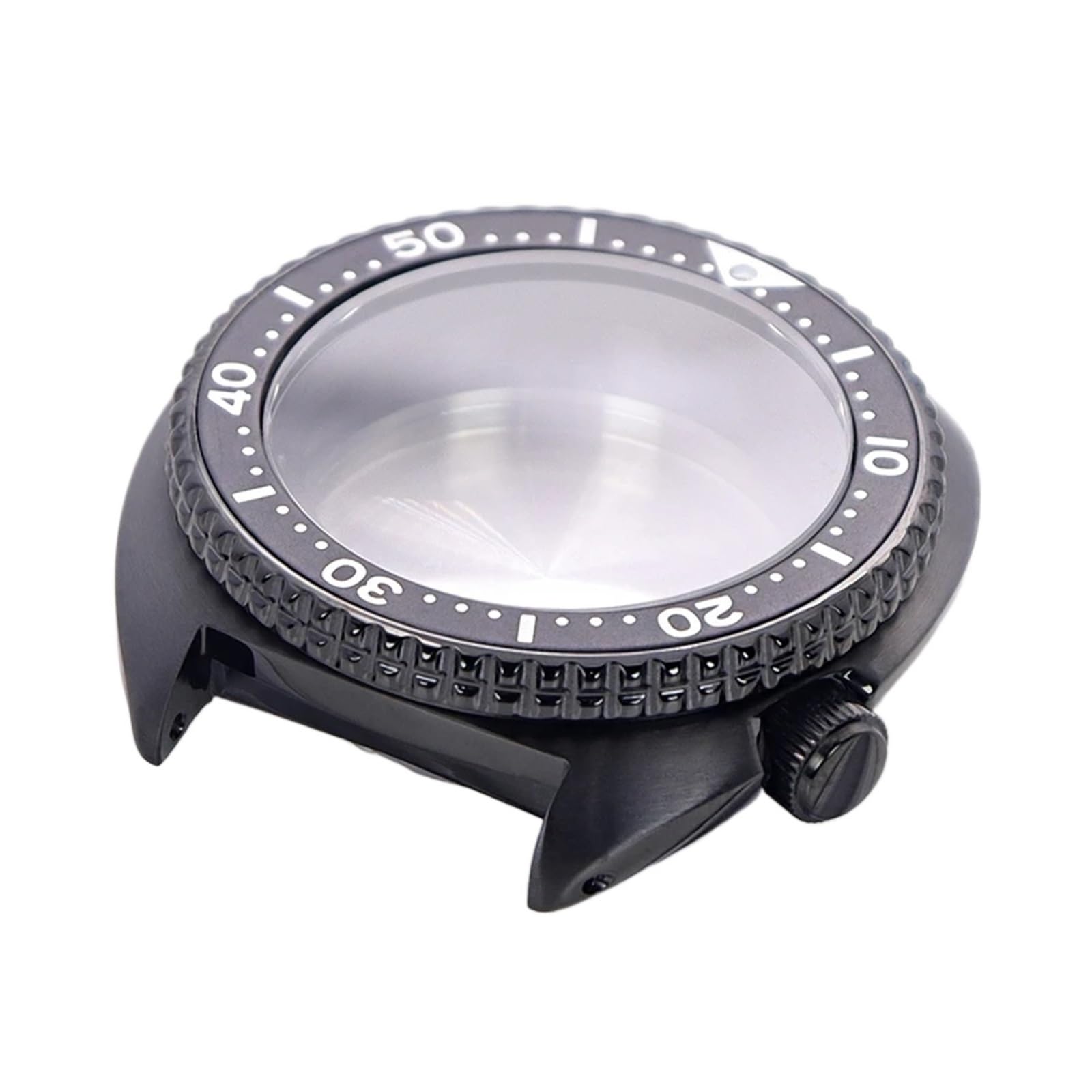 Uhrengehäuse aus Saphirglas, 45 mm, 3,8 Uhr, Schraubkrone, kompatibel mit Nh35, Nh36, 4R36, Uhrwerk, Schwarz