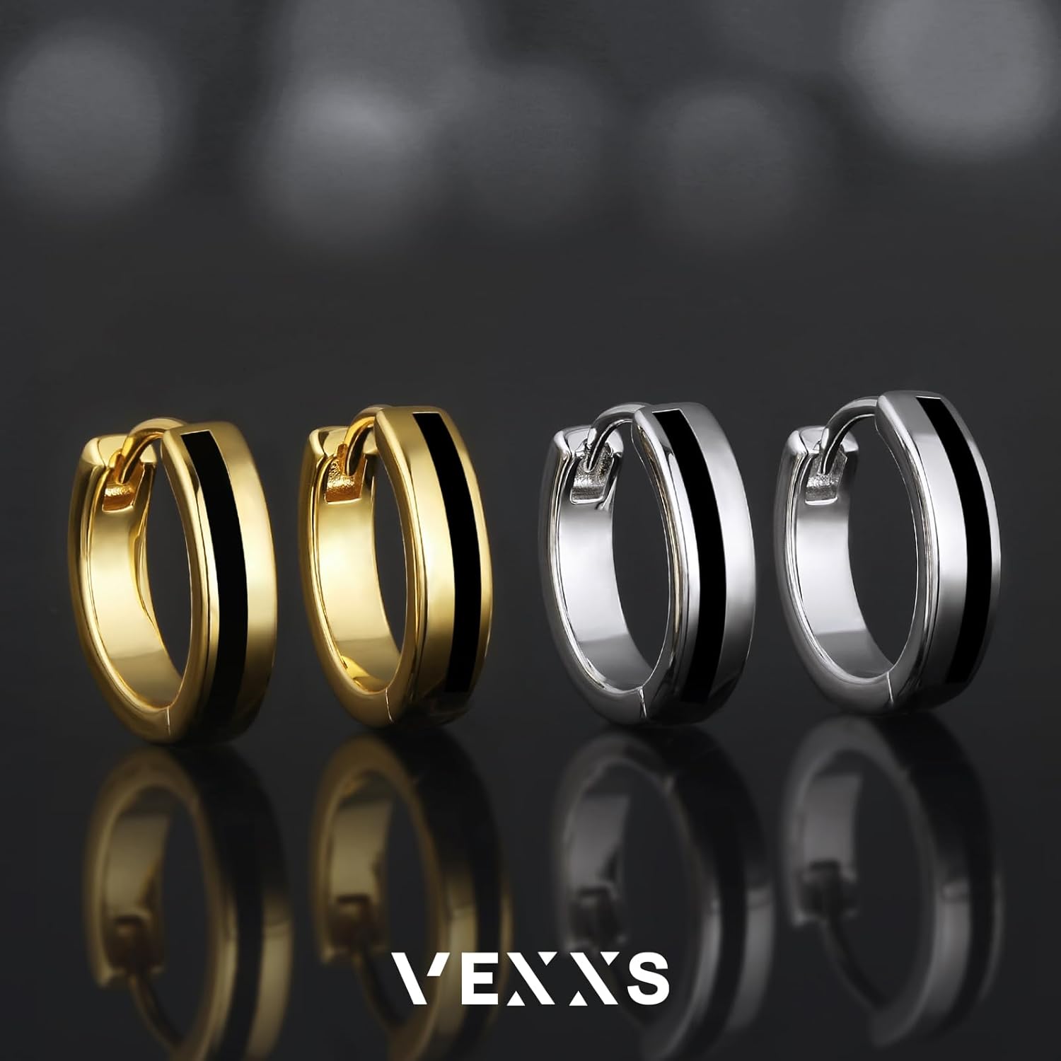 VEXXS Hoop Earrings for Men, 18K Gold Plated Dangle Hoops Earrings, Mirror Polishing Cuban Hoop Earrings, Hypoallergenic Earrings for Men - Image 5