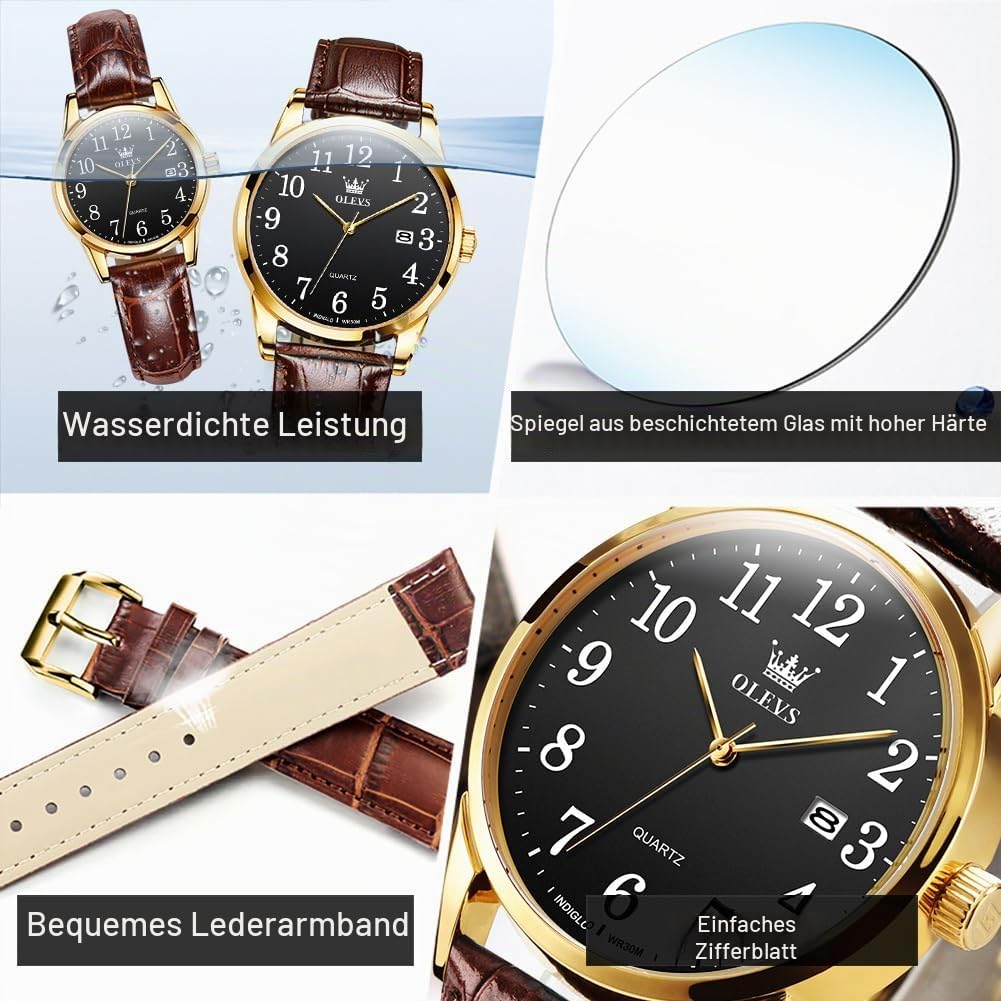OLEVS Damenuhr, Japanisches Quarz, Roségold, Edelstahl-Mesh-Armband, Diamant, luxuriöses Kleid, wasserdicht, leuchtendes Armband-Set