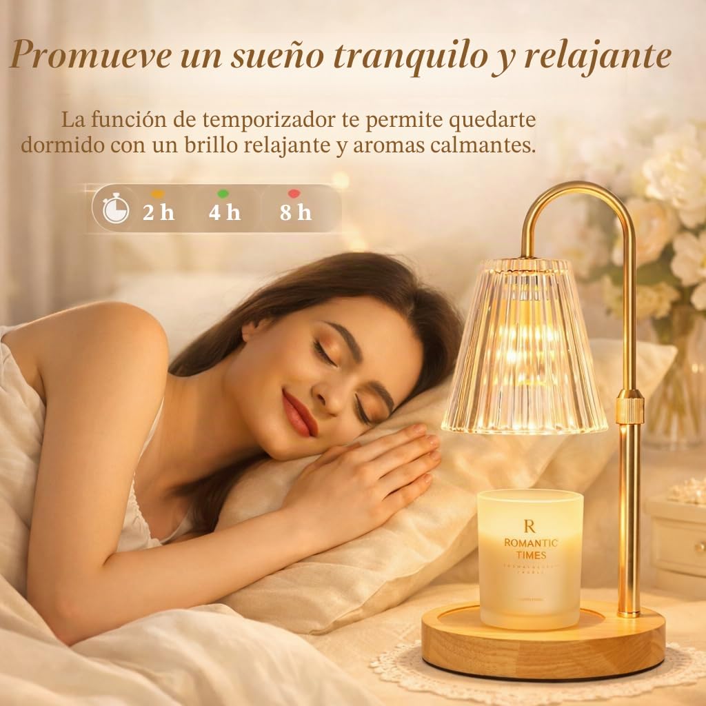 Funistree Lámpara Calentadora Velas, Candle Warmer Lamp, Regulable con Temporizador, Altura Ajustable, Calentador Eléctrico Sin Llama, Incluye 2 Bombillas, Regalo Ideal para Mujeres, Decoración Hogar
