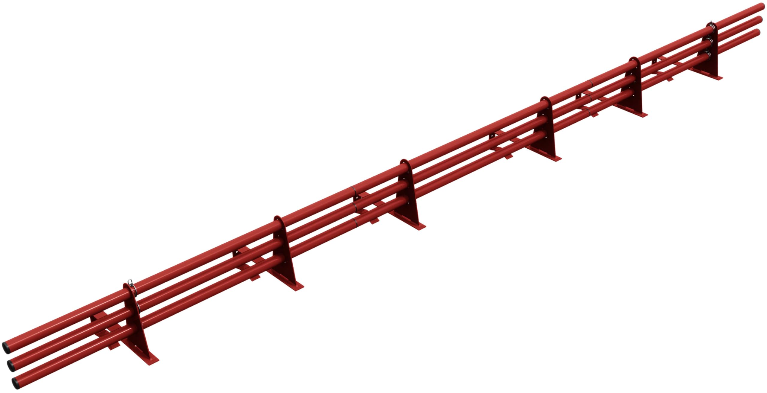 Parotec PARANIEVES Kit Tubular Completo 3,0 m (300 cm) - Para teja machihembrada: hueca/prensada, reformada y plana – barrera de nieve - 3 tubos, 6 soportes, 10 colores - RAL 3011 Rojo