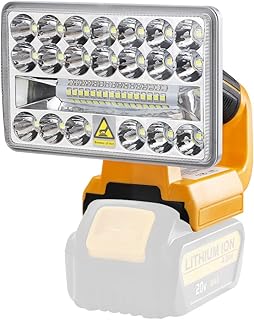 Hipoke 18V 2000LM Multi-Functional Cordless LED Work Light Long-Range Spotlight with USB Port Torch Compatible with Dewalt 18V Lithium Battery for Outdoor Flashlight Jobsite Camp Light (No Battery)