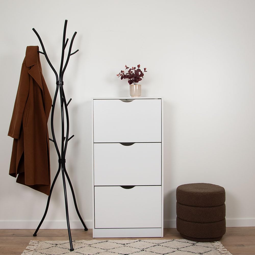Milton & Oldbrook Armoire à Chaussures Prato - Meuble de Rangement Moderne pour 18 Paires, Design Compact en Bois Noir