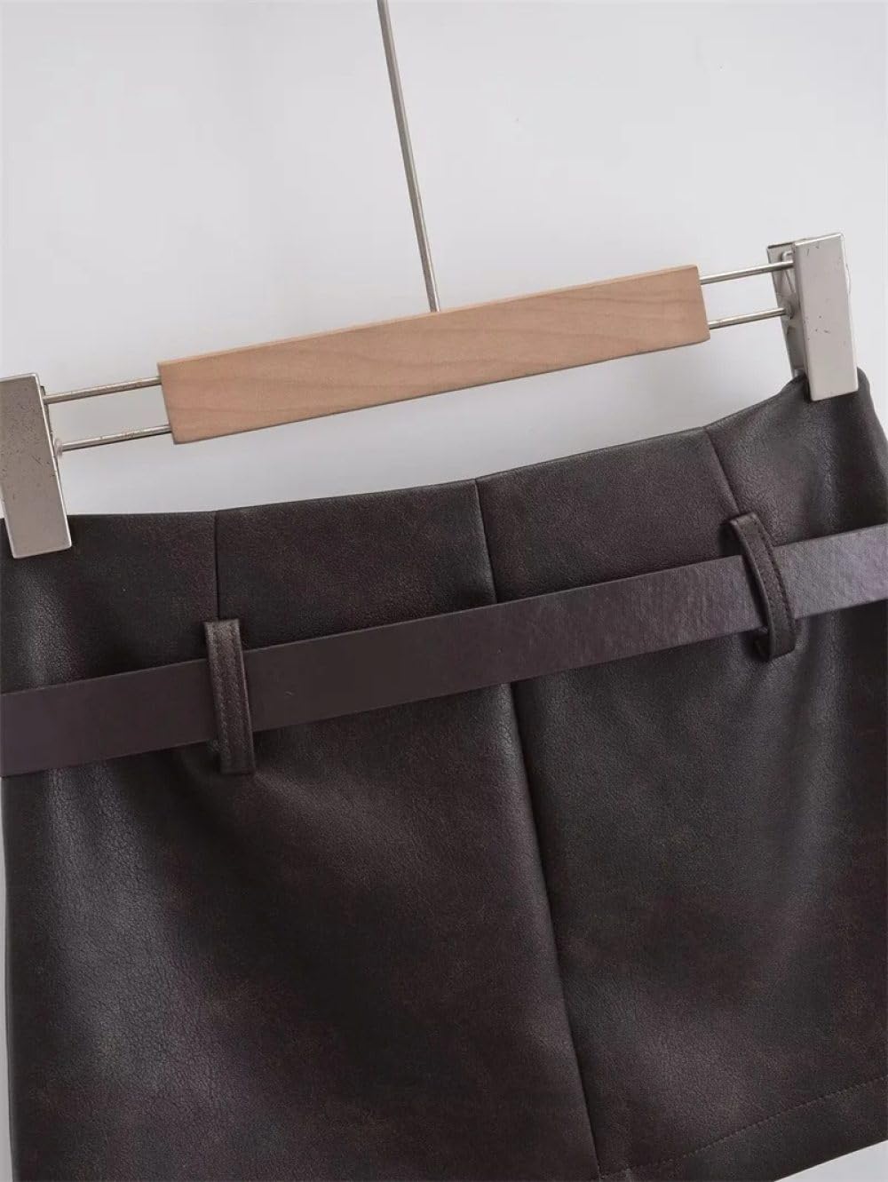 Jupe Courte Femme - Jupe-Short en Cuir pour Femmes, Mode Sexy avec Ceinture, Fermeture Éclair Latérale, Gaine Solide, Mini Jupe Féminine