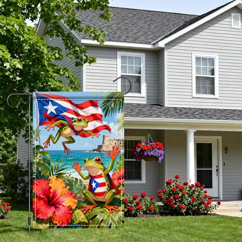 Image of Nuxovilar Funny Coqui Frogs Garden Flag 12x18 Inches Polyester