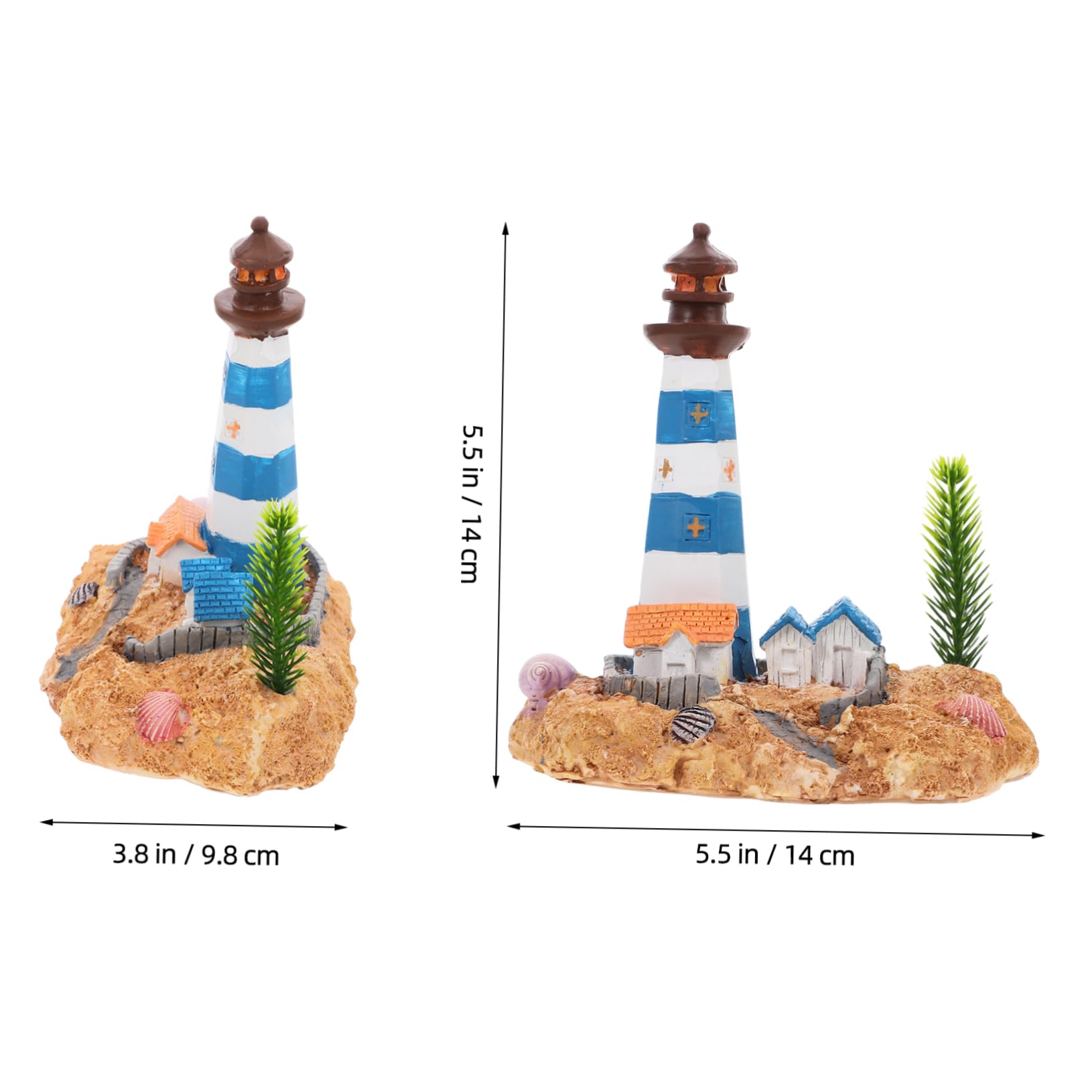Cabilock 2 Pezzi Decorazione Per Acquario in Resina Faro Decor Paesaggio Piccola Adorabile Statuetta Da Collezione in Stile