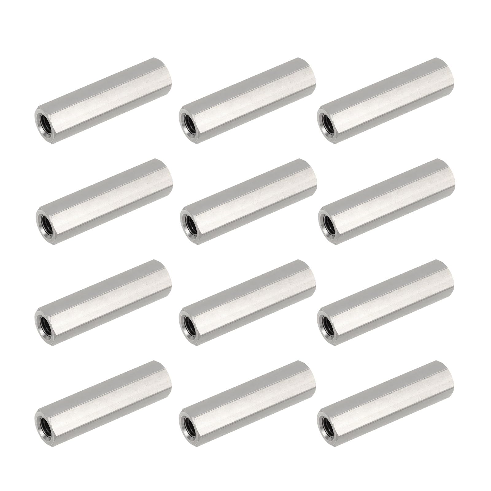 HiPicco Hex Coupling Nuts, 1/4-20 UNC 35mm/1.38" Length, 12 Pack 304 Stainless Steel Rod Coupling Nut for Threaded Rods & Studs