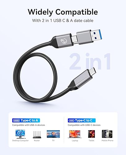 Miniatura 5 de ORICO SSD externo de 1 TB con cable USB C y A 2 en 1, hasta 460 MBs, unidades de estado sólido portátiles Plug and Play, almacenamiento confiable