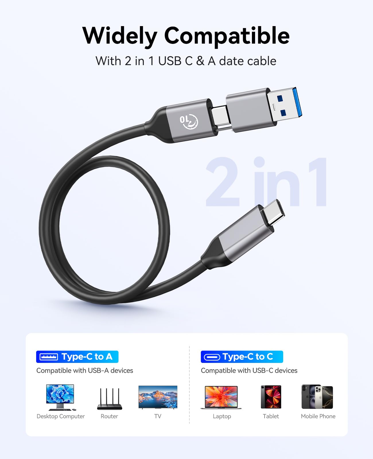 Amazon.com: ORICO 2TB External SSD with 2 in 1 USB C & A Cable, Up