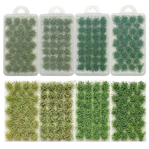 Woohome 120 PCS Miniature Colorful Flower Cluster, 4 Color Static Grass Tuft Model Vegetation Groups Static Grass Tufts for DIY Model Train Landscape Railroad Scenery Grass Tufts Flower