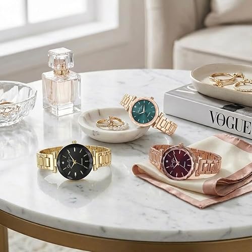 Miniatura 3 de Jessica Simpson Diamond Collection - Reloj para mujer, cuarzo clásico, banda de metal, cara redonda de cristal facetado, elegante reloj de vestir