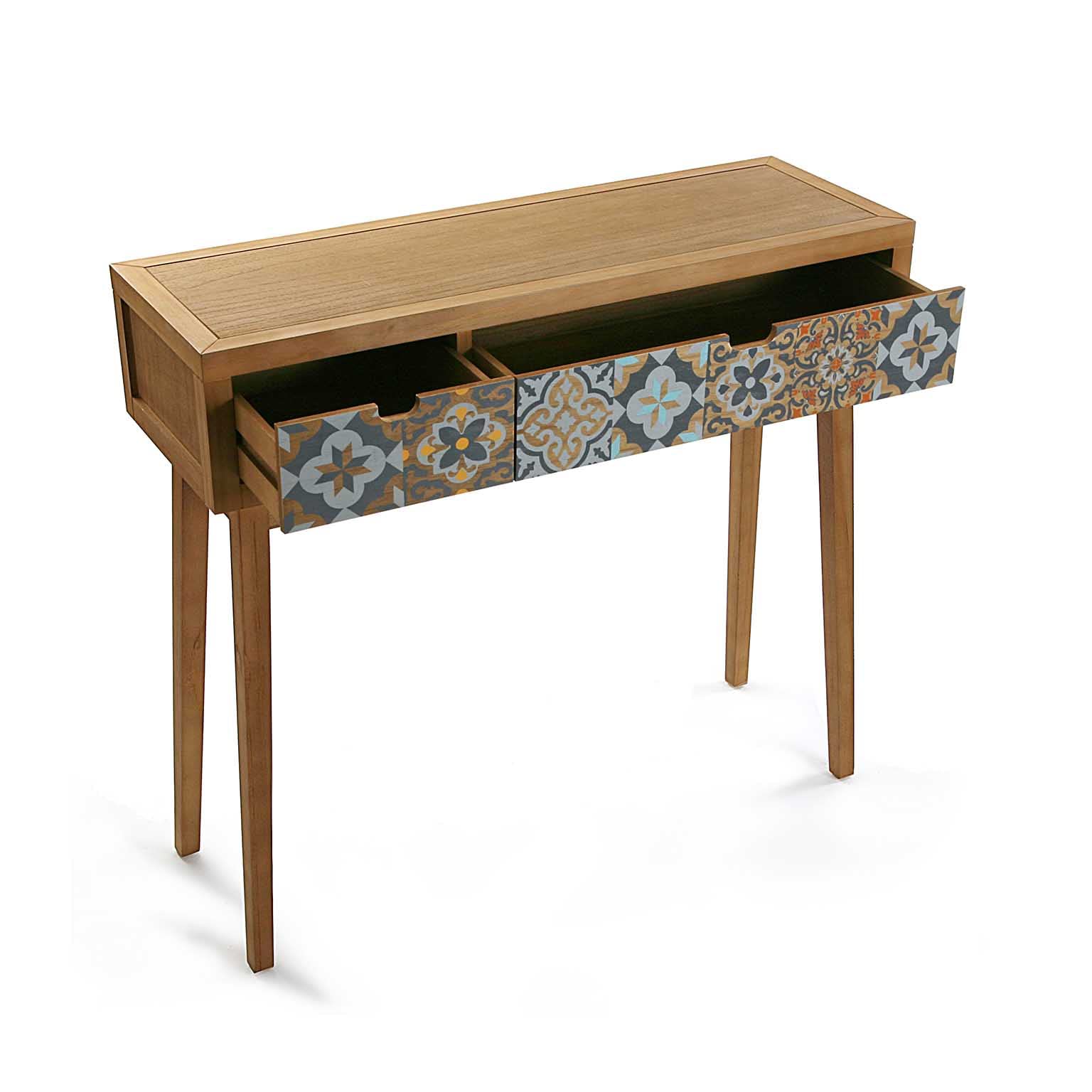 Versa Alfama Mueble Recibidor Estrecho para Entrada o Pasillo, Mesa Consola, con 2 cajones, Medidas (Al x L x An) 81,5 x 30 x 90 cm, Madera, Color Gris