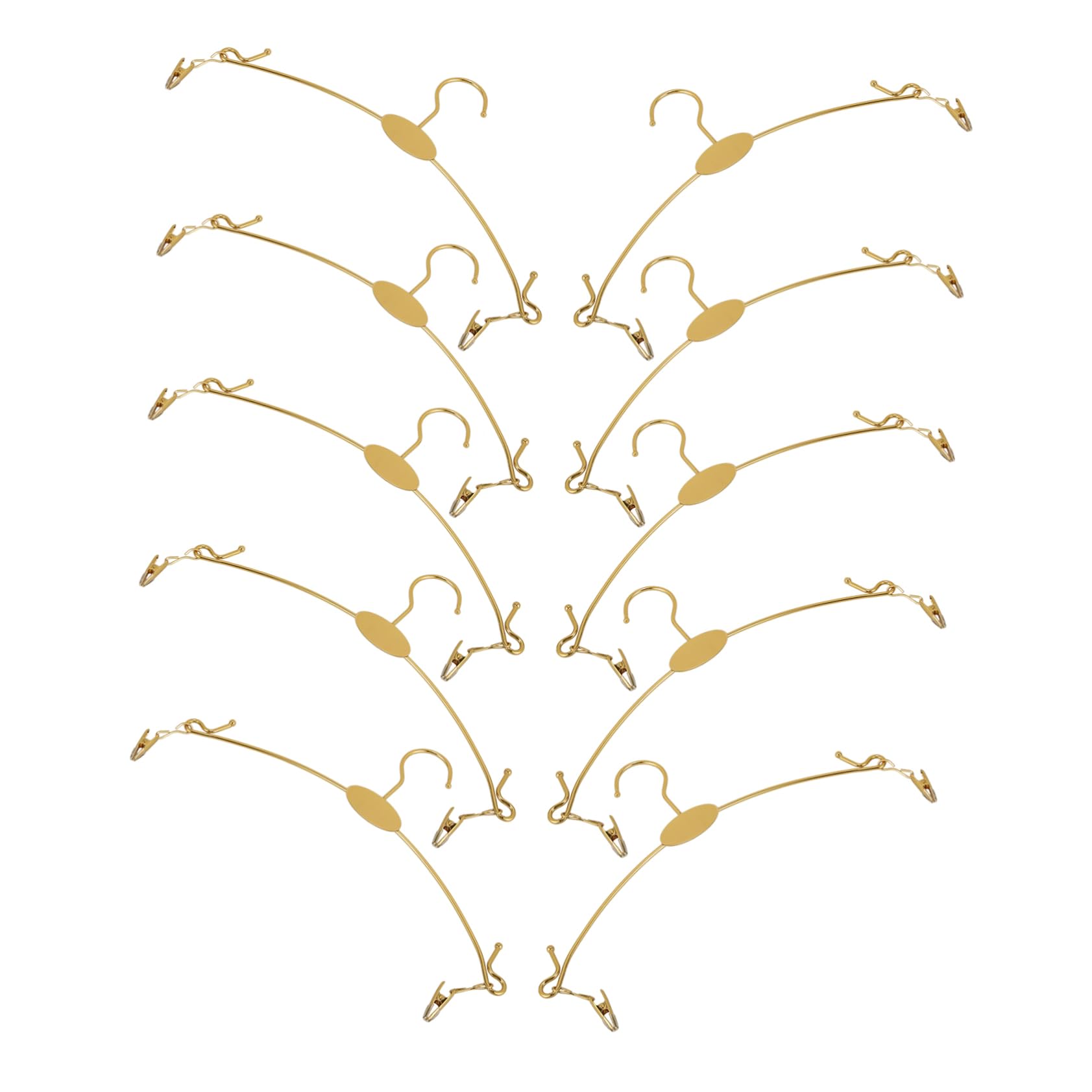 Cintres à lingerie métal doré avec pinces antidérapantes pour rangement maison | Lot de 10