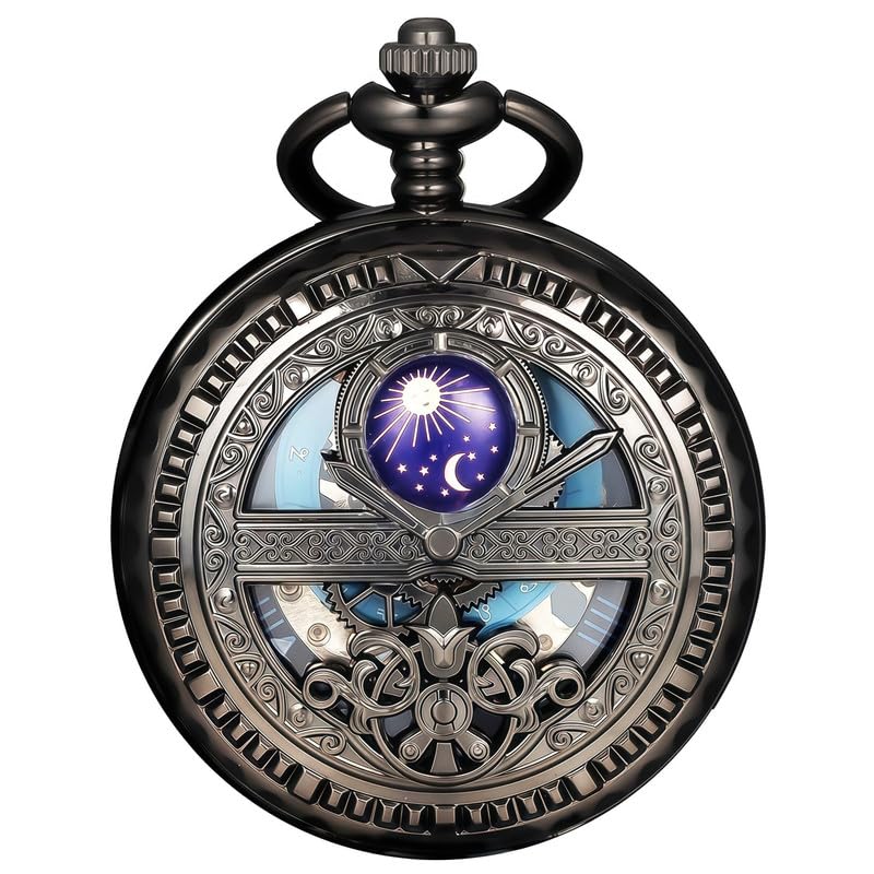 Montre gousset mécanique homme pour cadeau montre de poche avec chaîne