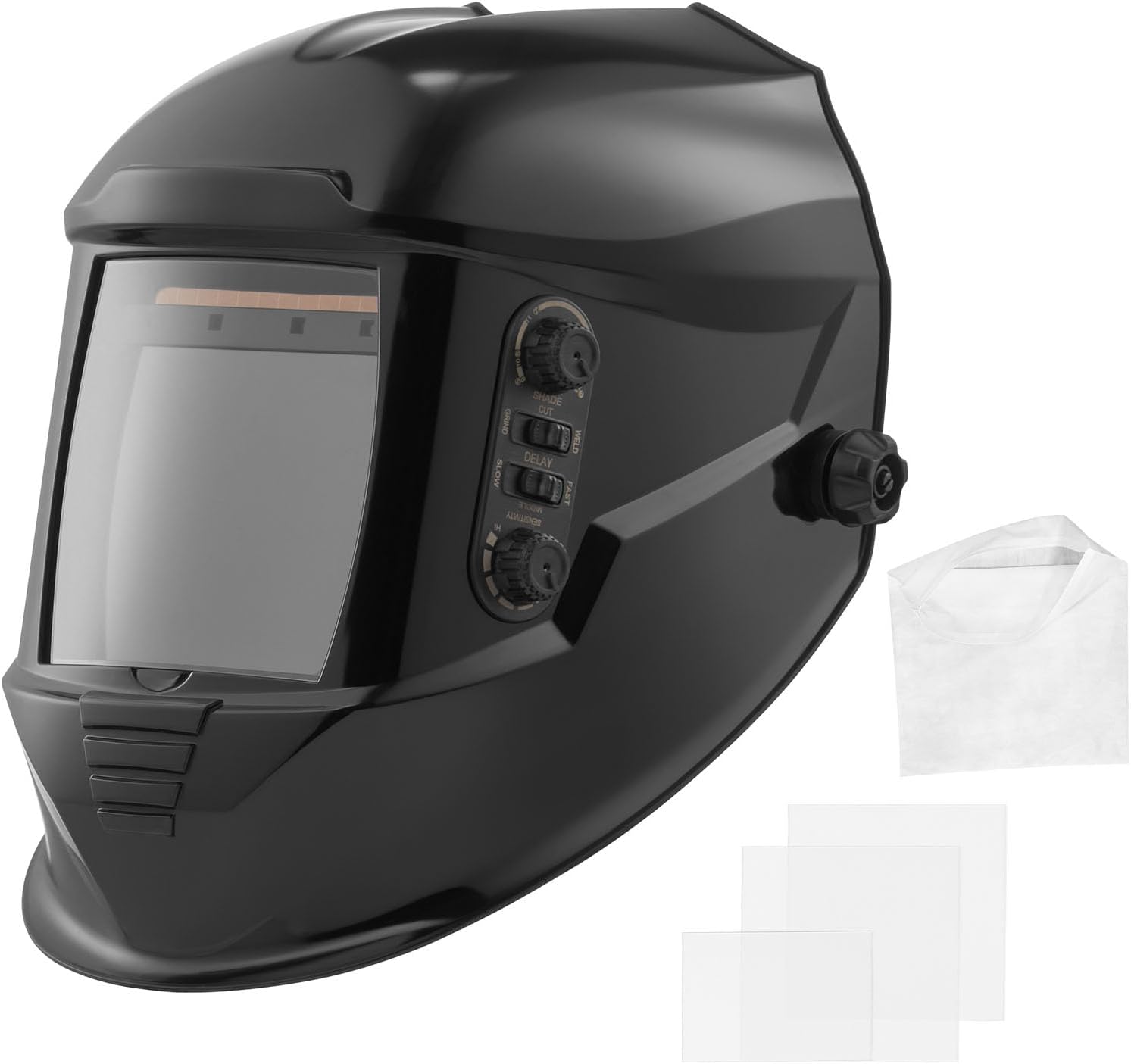 VEVOR Welding Helmet Auto Darkening, 3.94" x 3.74" True Color Welding Hood, 1/1/1/1 Solar-Powered Welder Mask 4 Arc Sensors, Wide Shade 4/5-9/9-13 for TIG MIG ARC Weld Grinding Cutting - METIS Series