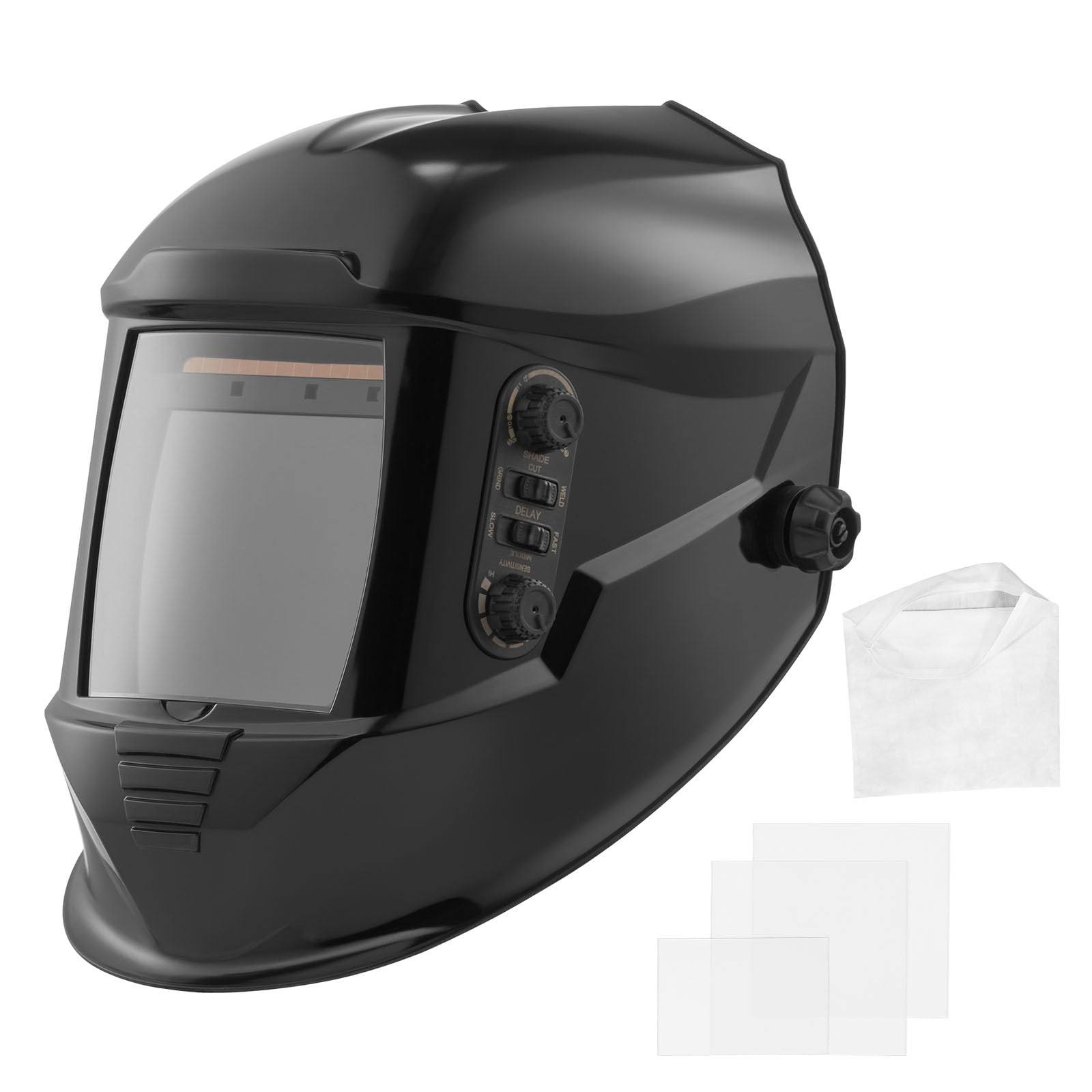 VEVOR Casque de Soudage Solaire Obscurcissement Automatique Couleur Réelle Grande Vue 100x95 mm, avec 4 Capteurs d'arc, Teinte DIN 4/​5-​9/​9-​13, pour Soudage TIG MIG Arc, Meulage, Découpe, Série METIS