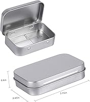 Vista 2 de Metal Rectangular Empty Hinged Tins - Pack of 40 Silver Mini Portable Box Small Storage Kit & Home Organizer with lids craft containers