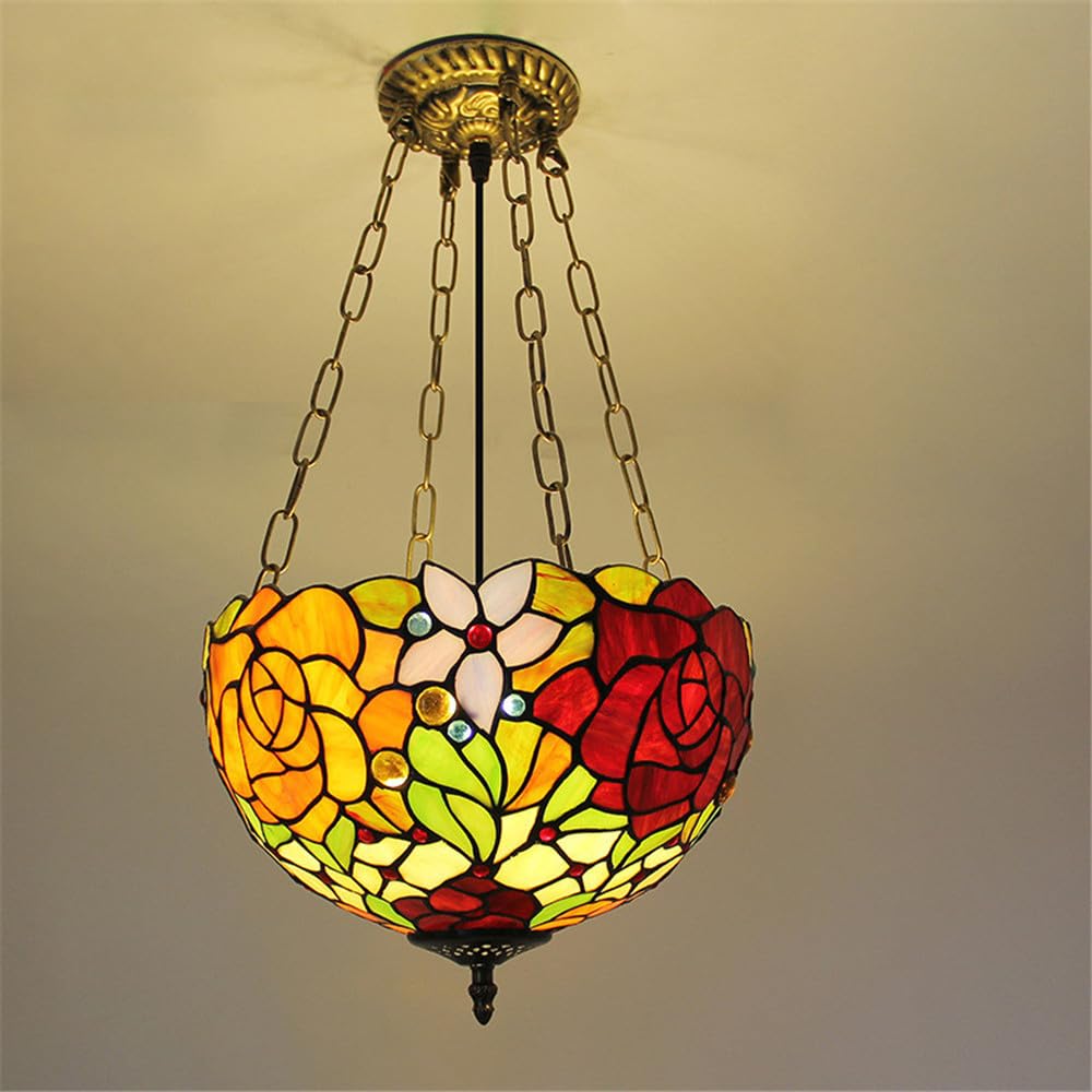 SXWNBIFH Contemporary Color Glass Pendant Lamp American Retro Creativity Living Room Restaurant Bedroom Hotel Villa Corridor Cafe Bar LED Chandelier (K D30CM)