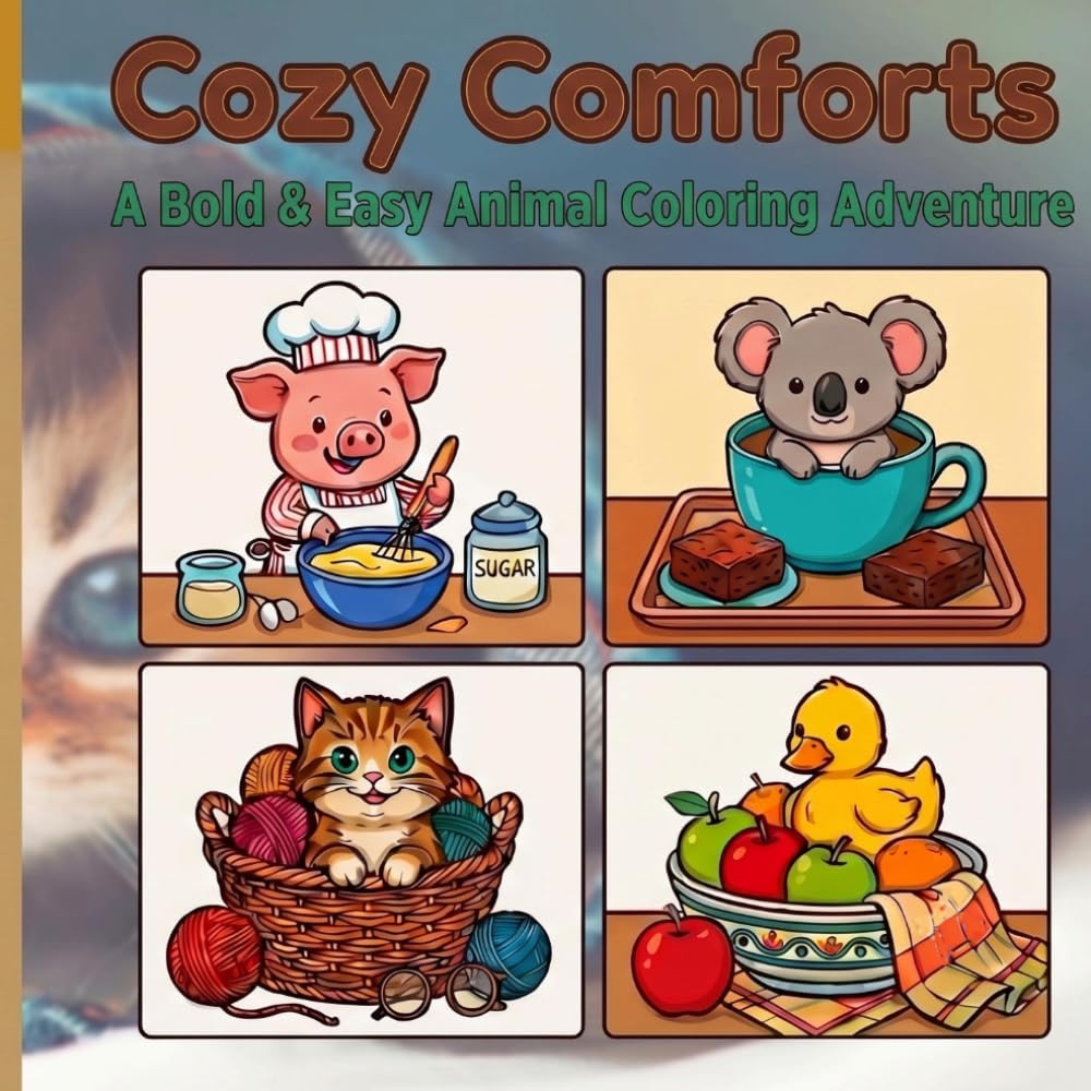 Cozy Comforts: A Bold & Easy Animal Coloring Adventure (Easy-Peasy Cozy Coloring)