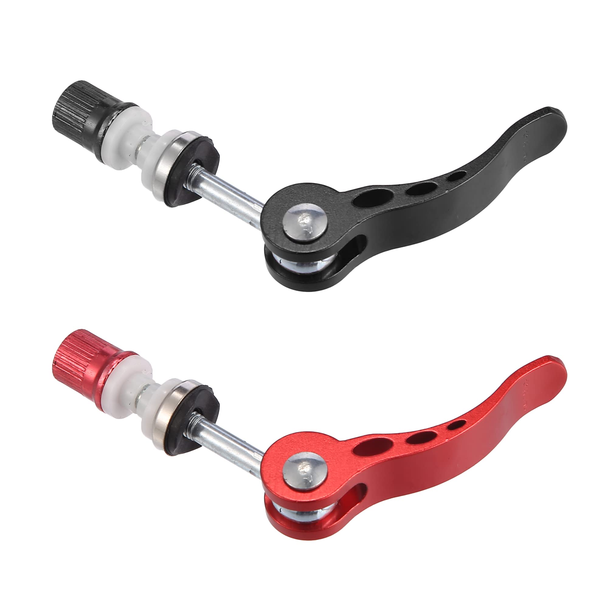 X AUTOHAUX 2pcs 6mm Aluminium Alloy Bicycle Seat Post Quick Release Pin Seatpost Skewer Bolt Red Black