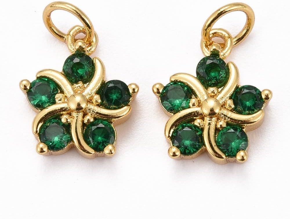 KitBeads Cubic Zirconia Random Flower Charms - Real Gold Plated Floral Petal Crystal Charms for Jewelry Making - Image 8