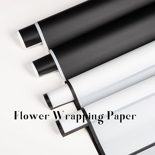 Miniatura 4 de Gloreyan 20 hojas de papel de regalo de flores con borde dorado, ramo de floristería, ramo de flores frescas, envoltura impermeable, caja de regalo,