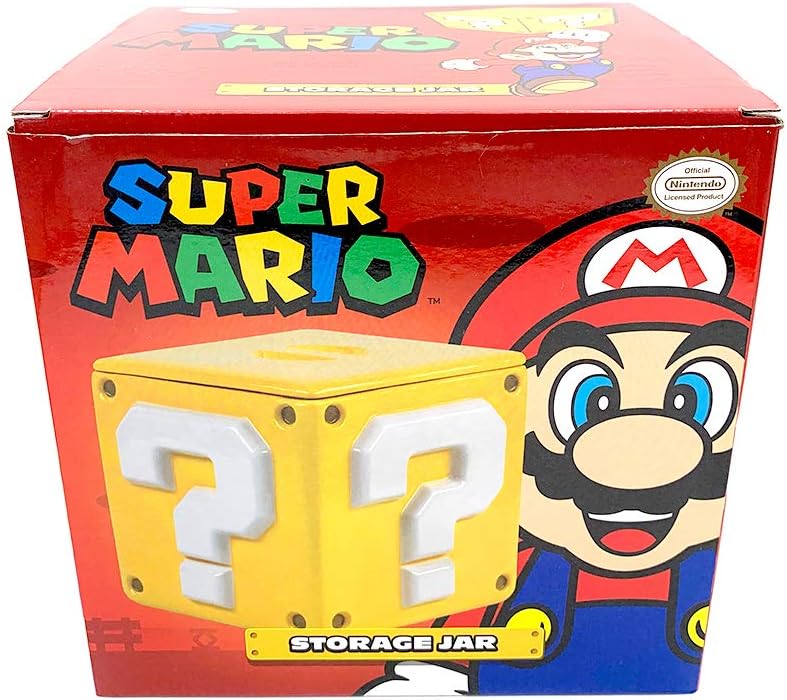 Super Mario Bros Question Mark Block Ceramic Storage Cookie Jar