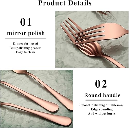 Miniatura 14 de Evanda Tenedor dorado de 12 piezas, tenedores de acero inoxidable chapado en titanio dorado de 8.07 pulgadas, tenedores para pasteles, tenedores