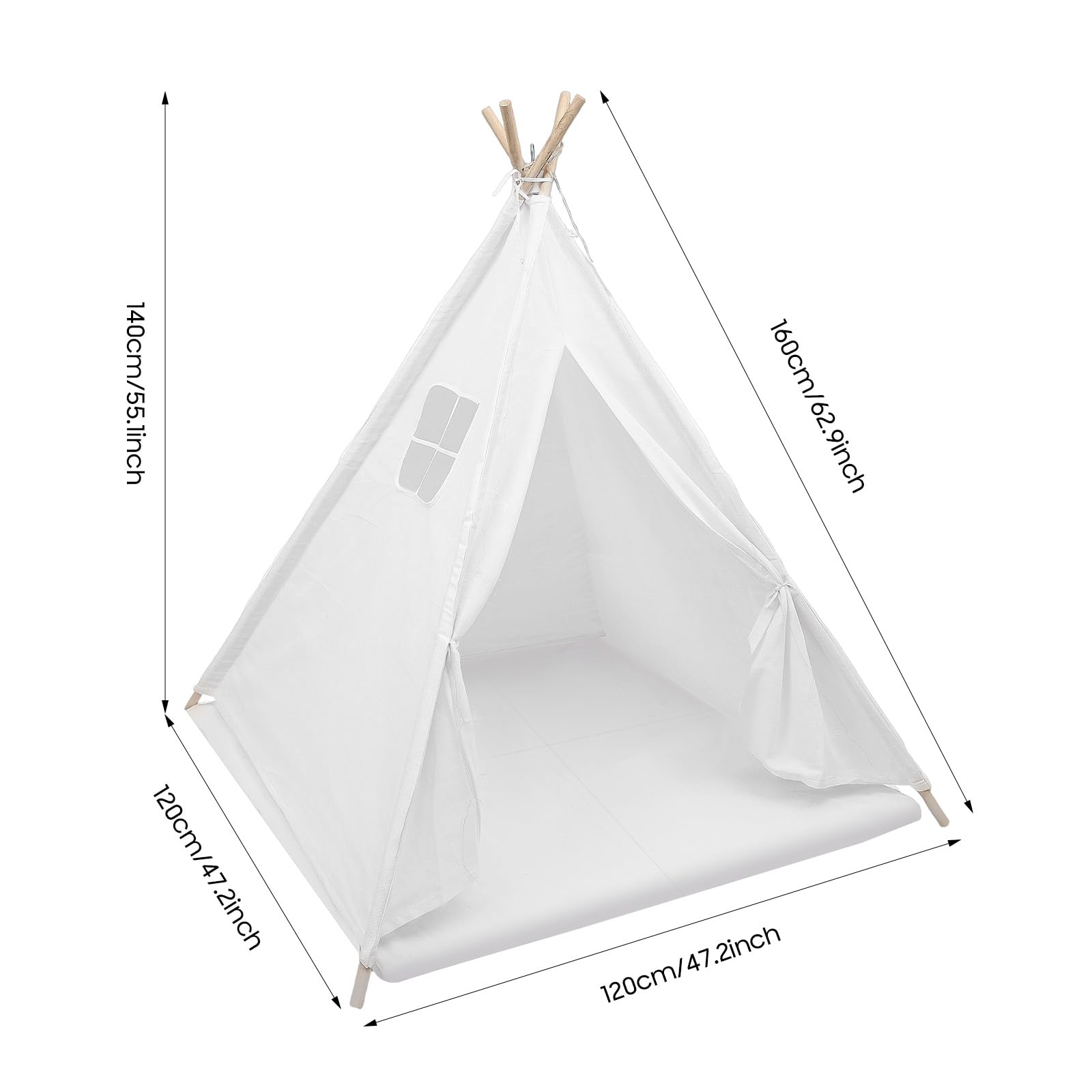 Tenda teepee pieghevole per bambini, tenda da gioco con catena luminosa