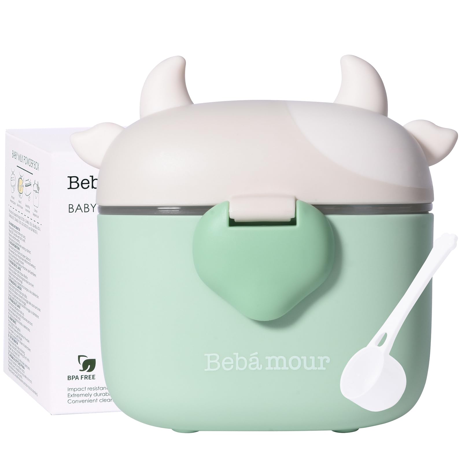 Baby Milk Powder Dispenser Pot Formula Dispenser for Baby Snack Dispenser,230G Milk Powder,450ML, Light Green